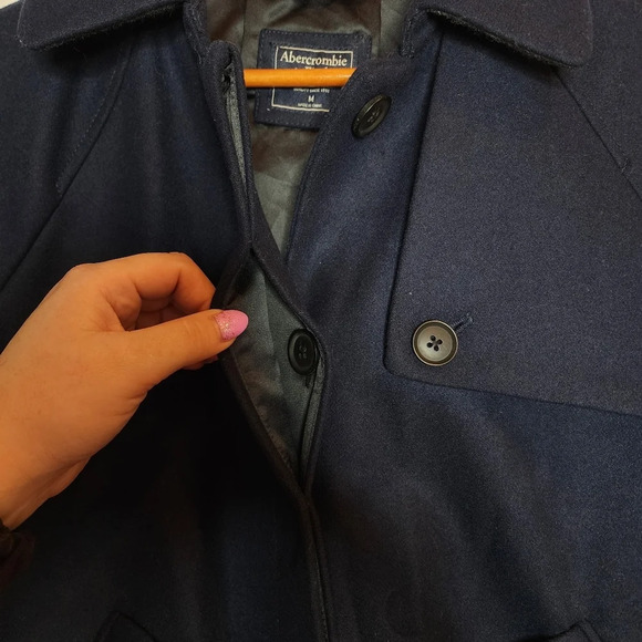 Abercrombie & Fitch Navy Wool Coat - Picture 7 of 16